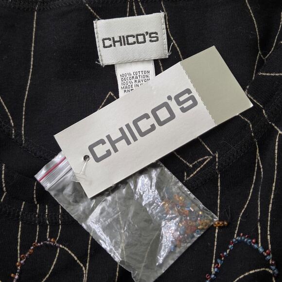 Chico's VTG Womens Bohemian Mixed Media Art to Wear Outline Top SZ XL 16 NWT - Picture 7 of 10